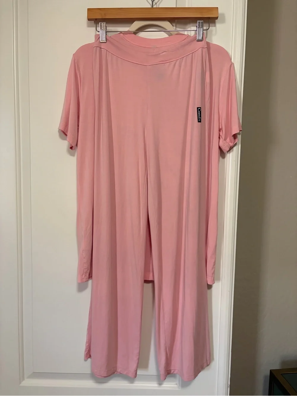 🎀Comfrt Cloud Loungwear Baby Pink Wide-Leg Lounge Pants & S/S Tee Set🎀